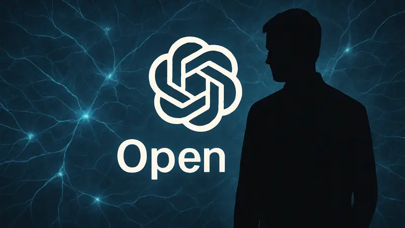 Логотип OpenAI на фоне нейронной сети, символизирующий конфиденциальность данных.