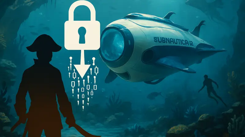 Подводный мир Subnautica 2 с изображением утечки данных или «пиратской» версии
