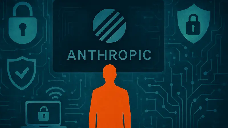 Логотип Anthropic и символы кибербезопасности