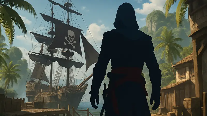 Скриншот из Assassin's Creed Black Flag с персонажем после обновления, улучшающего анимацию.