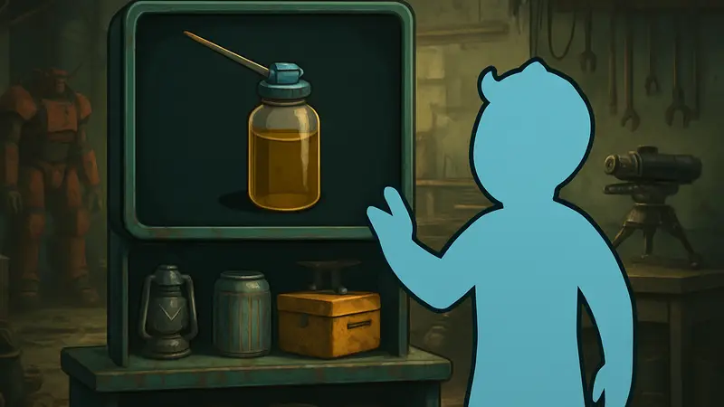 Изображение масла в инвентаре Fallout 4, предметы для крафта, бутылка с маслом.
