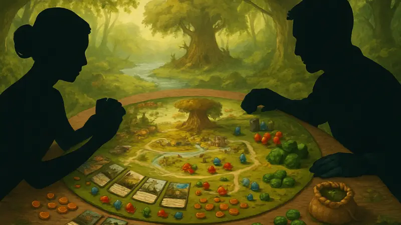 Игровое поле и компоненты настольной игры Эверделл, обновлённое издание