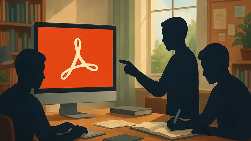 Логотип Adobe Acrobat Spaces, демонстрирующий возможности ИИ-инструмента для обучения студентов.