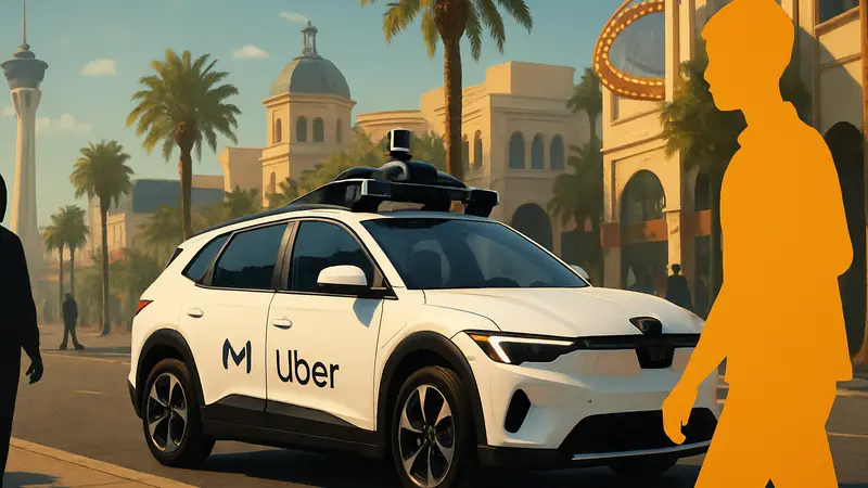 Беспилотное такси Motional на улицах Лас-Вегаса с логотипом Uber.