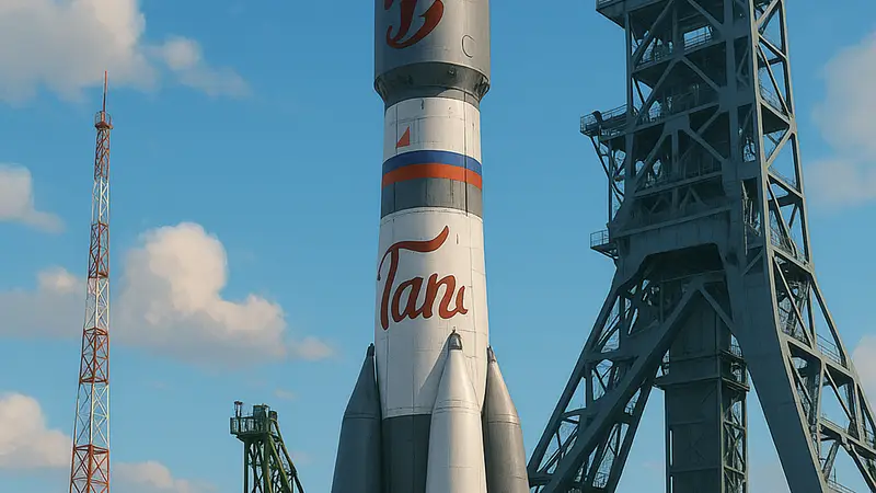 Ракета-носитель «Восток-2М» с надписью «Таня» на корпусе перед стартом с космодрома Плесецк.