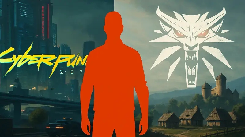 Логотип Cyberpunk 2077 и The Witcher 3, символизирующий заявления CD Projekt Red о будущем контента.