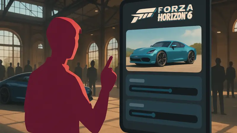 Аукционный дом в Forza Horizon 6, процесс продажи автомобиля, окно выбора цены и срока аукциона.