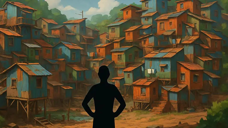 Скриншот из игры ShantyTown, демонстрирующий красочные, импровизированные постройки.