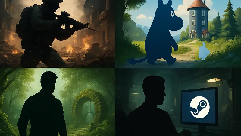 Изображение обложек или скриншотов из новых ПК-игр для Steam, которые выйдут в апреле 2026 года.