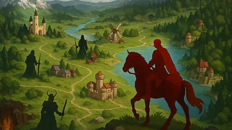 Логотип Heroes of Might and Magic: Olden Era или скриншот стратегической карты из игры.