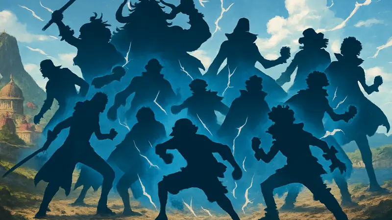 Персонажи One Piece, использующие Волю Завоевателя, в динамичной позе