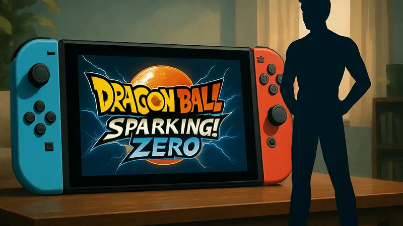 Логотип игры Dragon Ball: Sparking! ZERO на фоне Nintendo Switch.