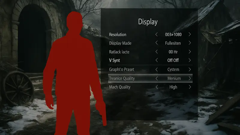 Скриншот из Resident Evil Requiem с изображением оптимизированных графических настроек для ПК.