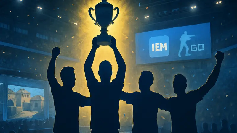Команда GamerLegion празднует победу на киберспортивном турнире IEM Atlanta по CS2.