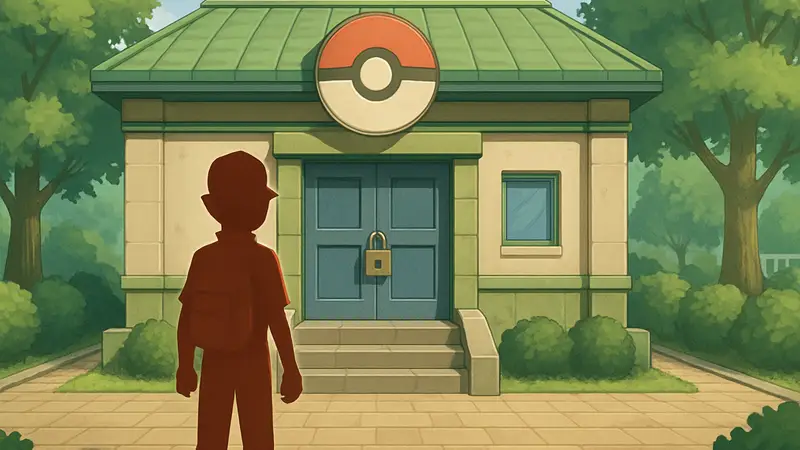 Игрок Pokémon FireRed & LeafGreen перед запертым спортзалом Виридиан-Сити, пошаговый гайд