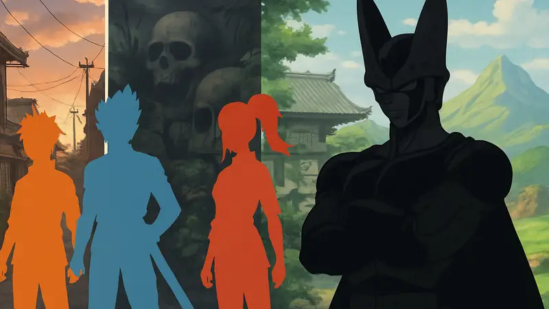 Коллаж с персонажами из различных аниме арок, сравнивающий их с Играми Клетки из Dragon Ball Z.