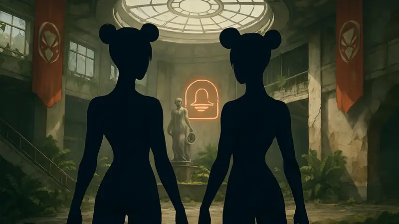 Тизер коллаборации Reverse: 1999 и Atomic Heart с изображением Близняшек.