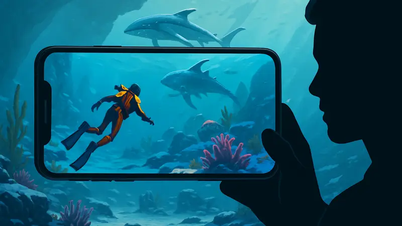 Игровой скриншот Subnautica: Below Zero на мобильном телефоне. Подводный мир.