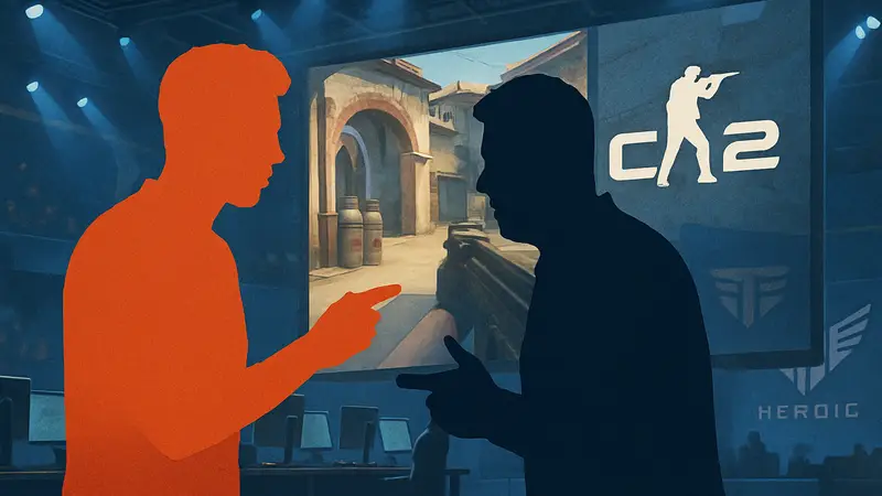 TeSeS из Heroic и karrigan в киберспортивном матче по CS2 обсуждают тактику игры