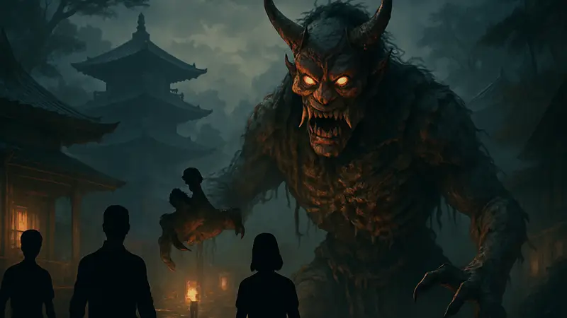 Монстр Они из Black Ops 7 Zombies на карте Kowakujo