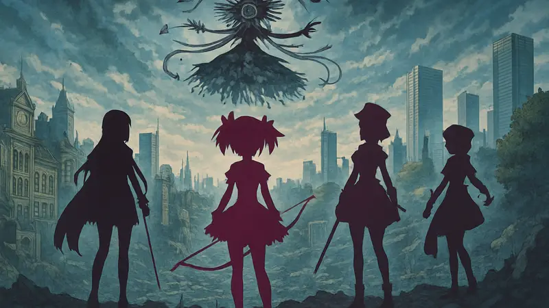 Madoka Magica Walpurgisnacht Rising, постер аниме фильма, волшебницы