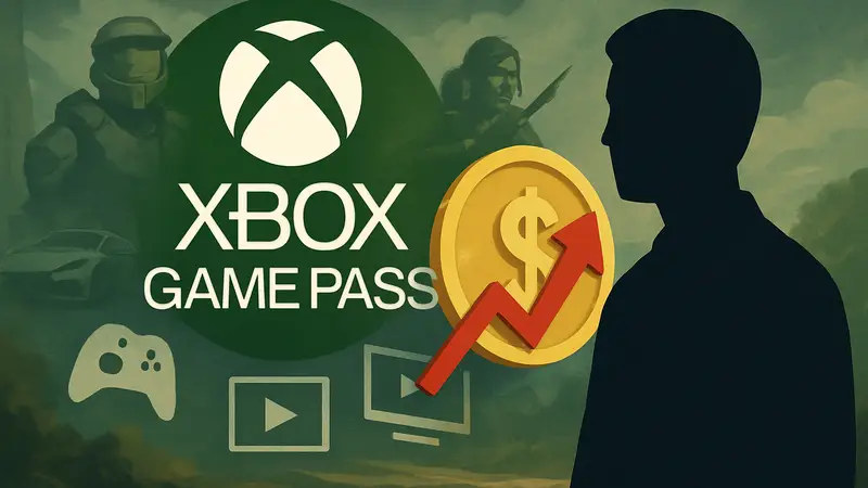 Логотип Xbox Game Pass, изменение цен, иконки игр и фильмов, символика Xbox.