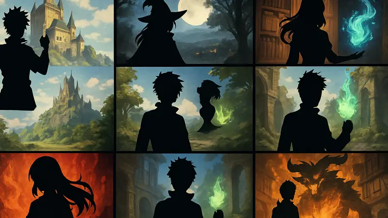 Коллаж из кадров или обложек 7 магических аниме, похожих на Black Clover.