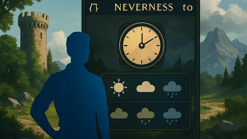 Экран настроек времени и погоды в игре Neverness to Everness (NTE).