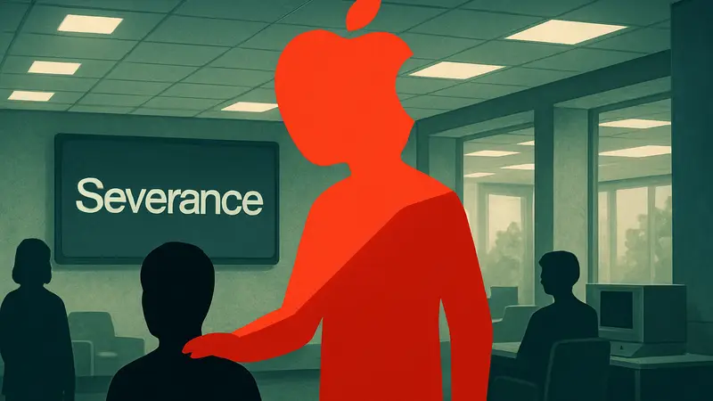 Логотип сериала Severance или кадр из него, символизирующий полный контроль Apple над франшизой.