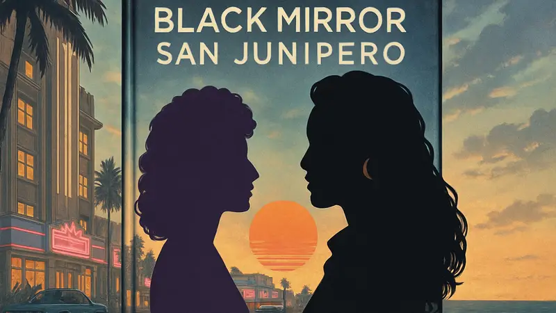 Обложка графического романа Black Mirror San Junipero с изображением персонажей.