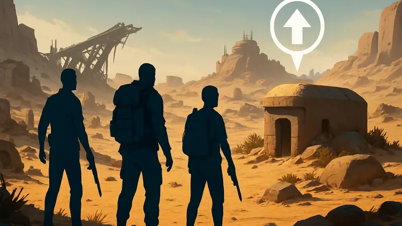 Игровой процесс Sand: Raiders of Sophie, показаны точки эвакуации и выживания