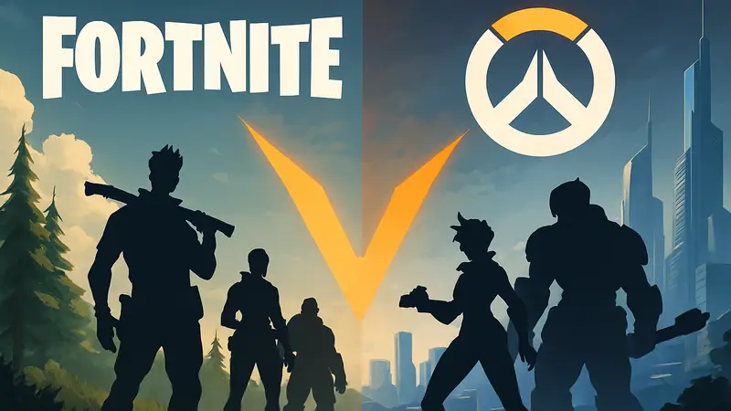Логотипы Fortnite и Overwatch, символизирующие грядущий кроссовер между играми.