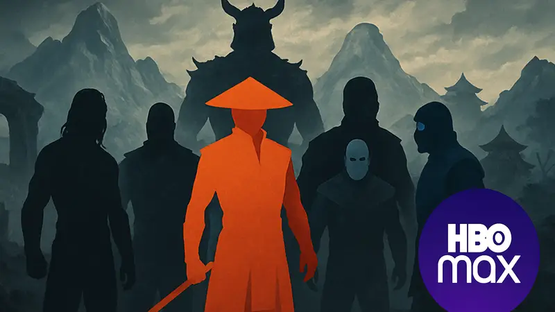 Постер фильма Mortal Kombat 2 с ключевыми персонажами, логотип HBO Max
