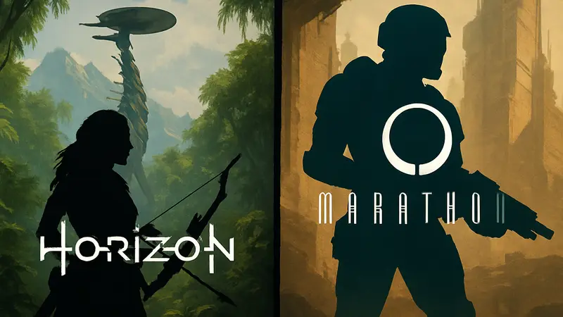 Логотипы игр Horizon и Marathon, символизирующие их одновременные тестовые запуски