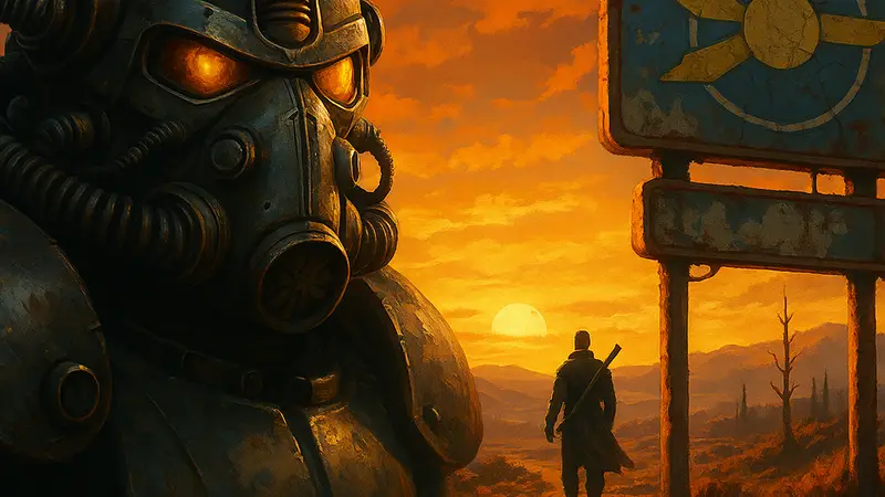 Логотип или арт-изображение ремейка Fallout 2 с элементами открытого мира