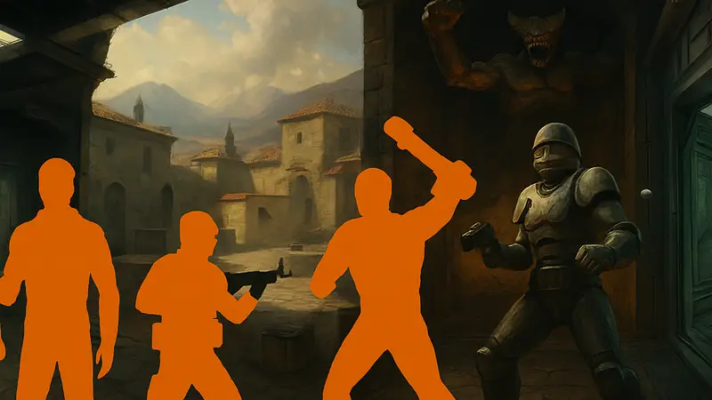 Коллаж из культовых старых шутеров от первого лица, которые хорошо состарились.