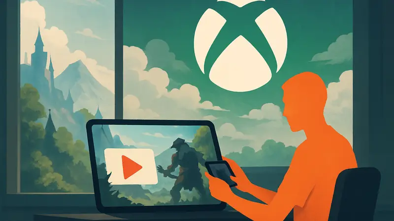 Тестирование облачного гейминга Xbox с рекламой и логотипом Xbox