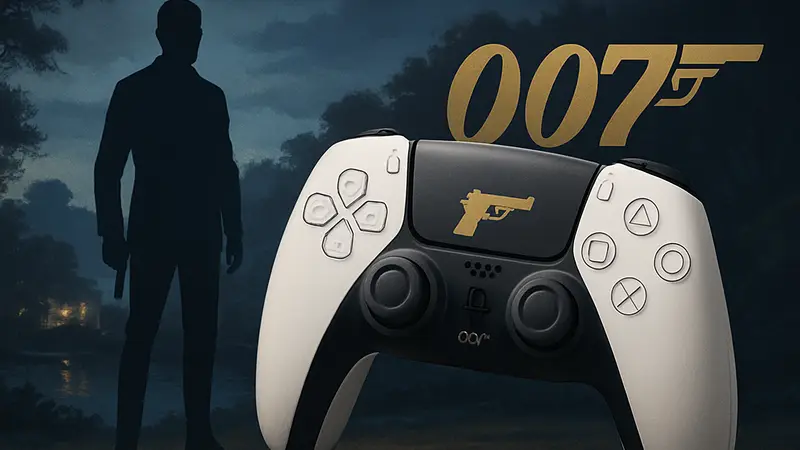 Изображение контроллера DualSense для 007: First Light и логотип игры