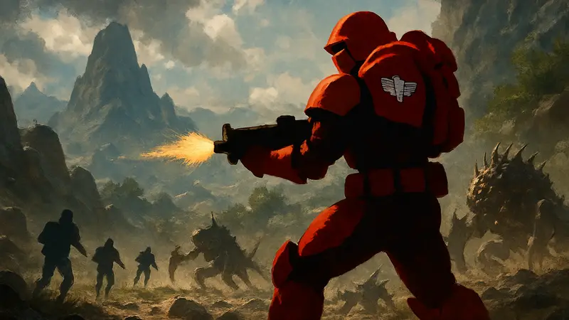 Космический десантник Helldivers 2 в бою, на фоне улучшенной графики после патча.