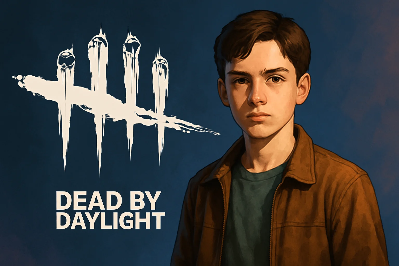 Подросток-актер на фоне логотипа Dead by Daylight, символизирующий его желание появиться в игре.