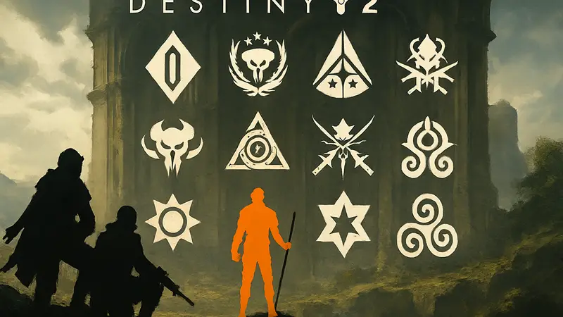 Обложка Destiny 2 с символами рейдов, демонстрирующая их историю и порядок.