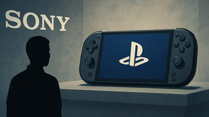 Концепт портативной консоли PlayStation 6 рядом с логотипом Sony.