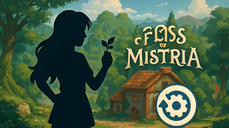 Логотип игры Fields of Mistria и символ обновления игрового движка