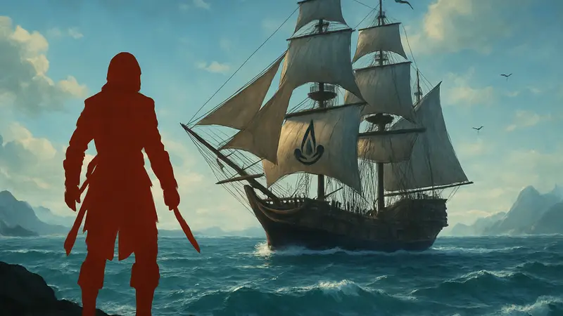 Корабль пиратов Assassin's Creed Black Flag Resynced в открытом море