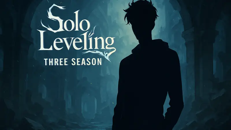 Изображение главного героя аниме Solo Leveling на фоне логотипа третьего сезона.