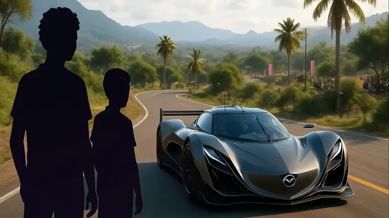 Изображение автомобиля Mazda Furai на трассе в Forza Horizon 6.
