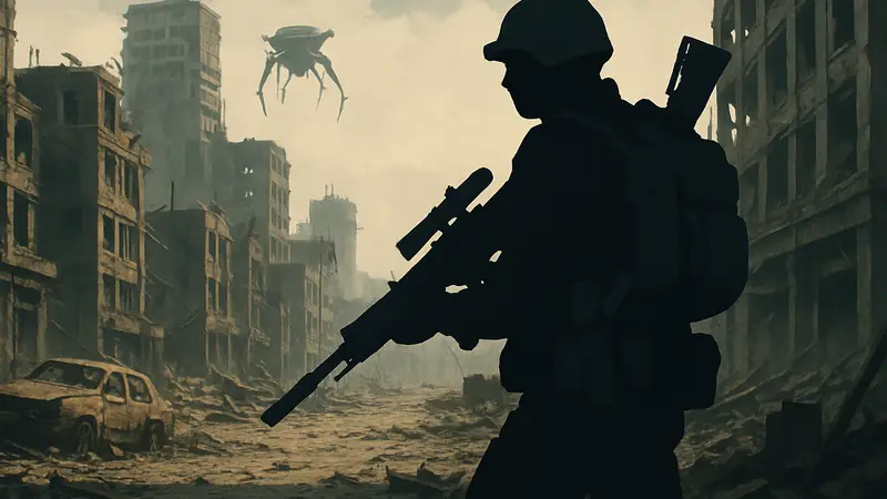 Игровой персонаж ARC Raiders на фоне разрушенного города, готовящийся к квесту Test Case.