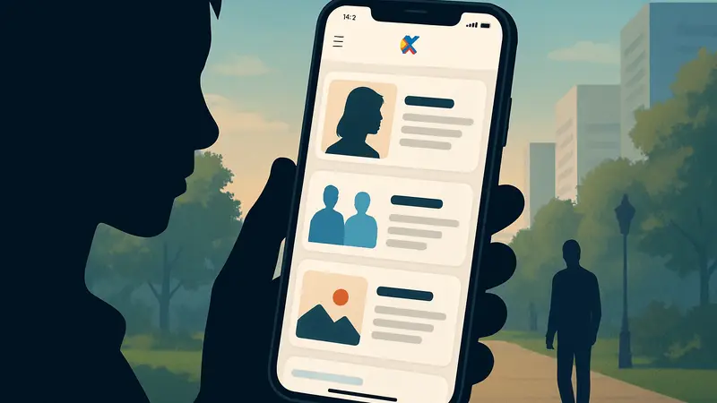 Мобильный телефон с открытым приложением Kagi, демонстрирующим дизайн «Малого веба» и его уникальный интерфейс