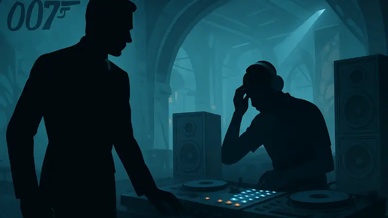 Агент 007 осматривает сломанную звуковую систему диджея в игре 007 First Light.