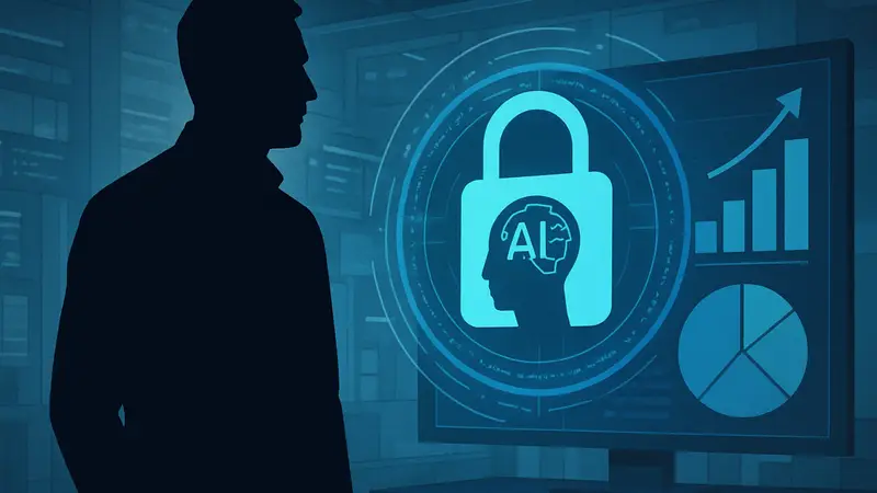 Основатель Mandiant Кевин Мандиа, иллюстрация AI-безопасности или диаграмма инвестиций.
